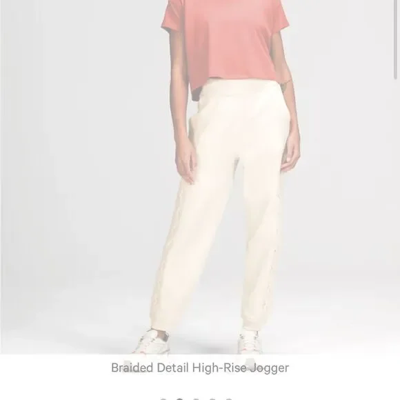 NWT LULULEMON BRAIDED DETAIL HIGH RISE JOGGER 8 white cream NWT  FLEECE 8 - Picture 5 of 7
